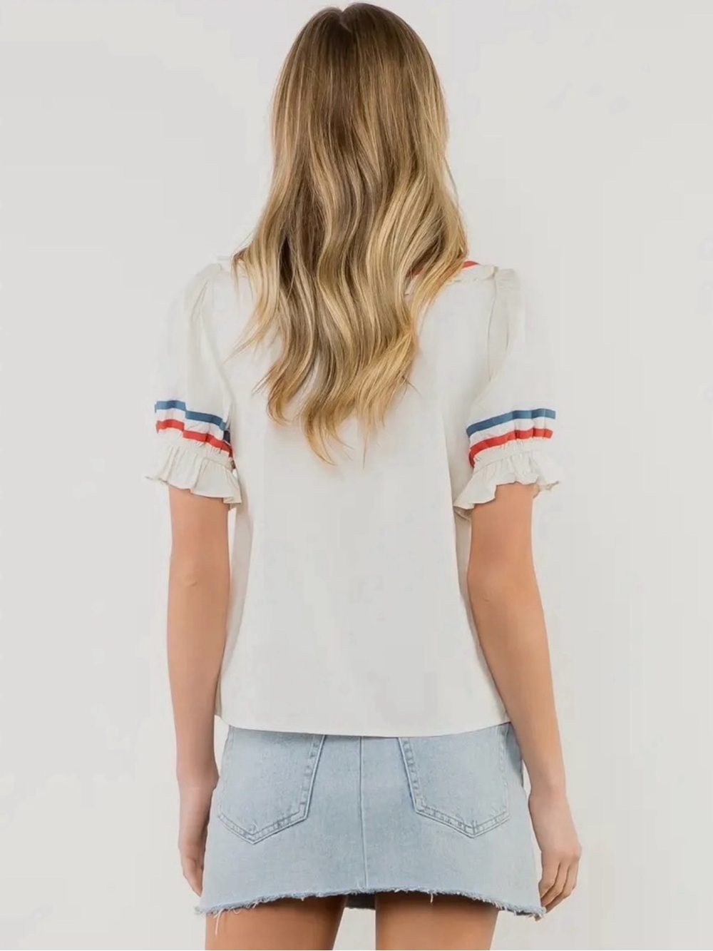 NWT Americana Ribbon Blouses Red White Blue 4th of July Tuckernuck XS S M L - Picture 5 of 7